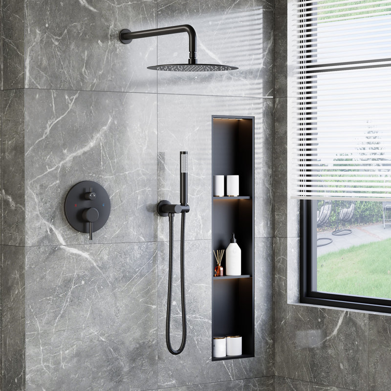 Ensemble de robinet de salle de bain pour salle de bain, pomme de douche à pluie avec douchette 12 po, système de douche mural avec valve à pression équilibrée