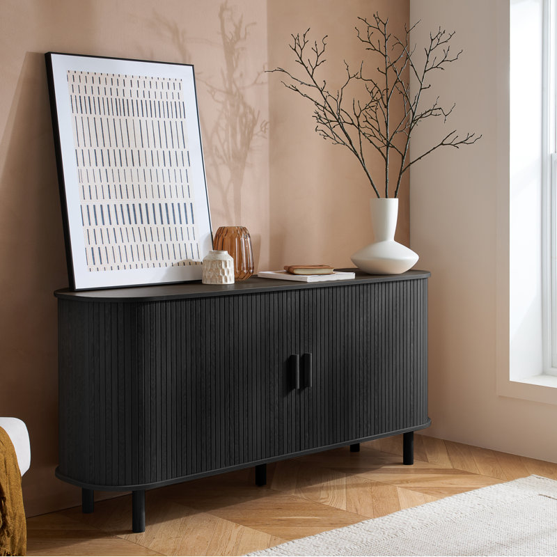 Suire 2 DOOR FLUTED SIDEBOARD, Black