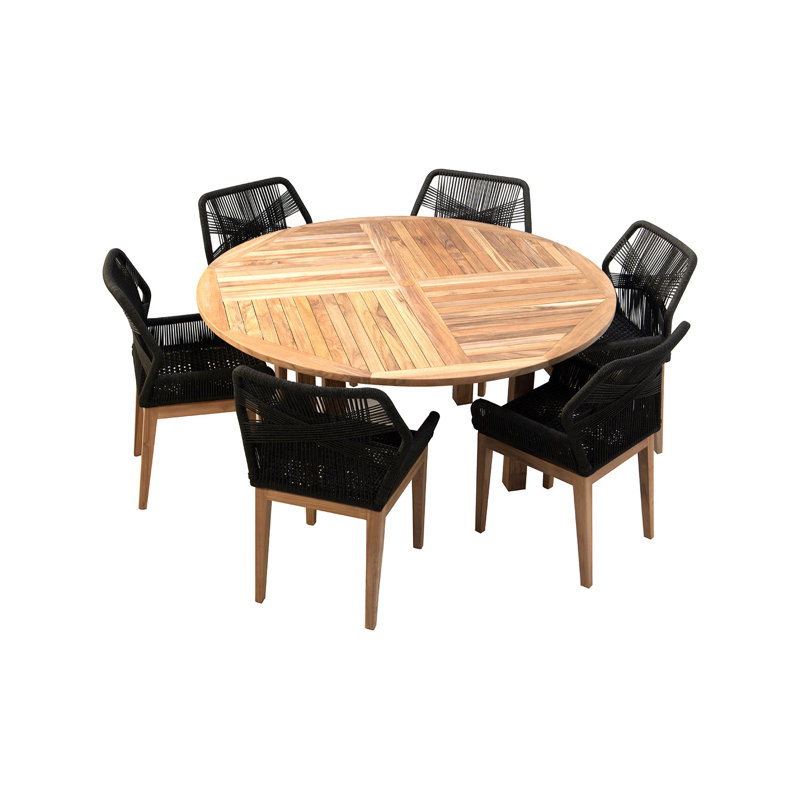 Veeda 7 - Piece Dining Set, Black/Brown