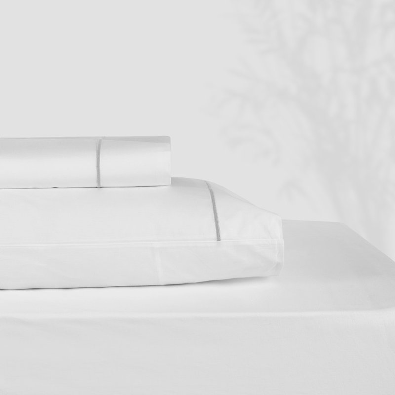 Classic Hotel Sheet Set, King, White/Silver