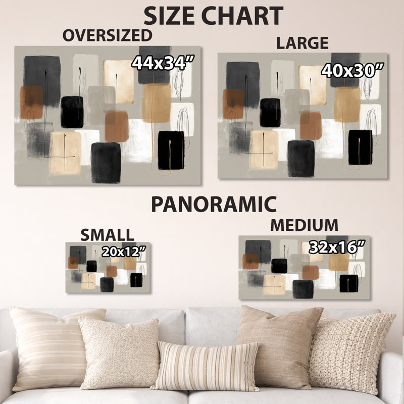Formes noires avec mélange abstrait de minimalisme gris - décoration murale moderne en métal, impression métallique minimaliste