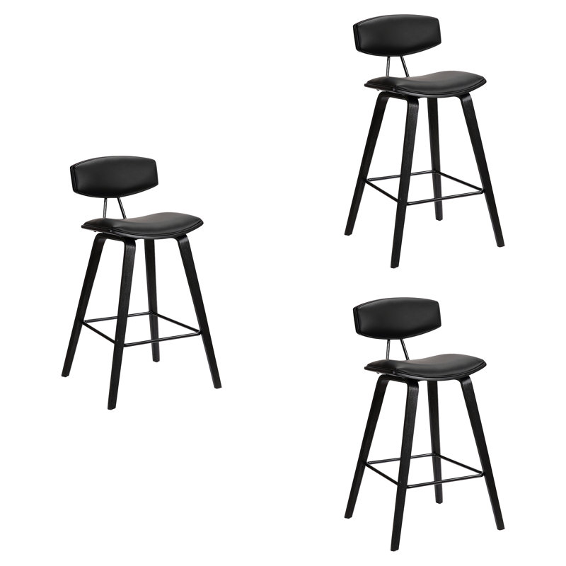 Tabouret de bar Fox , Tabouret de bar (siège d'une hauteur de 28,5 po), 3, Noir / Noir