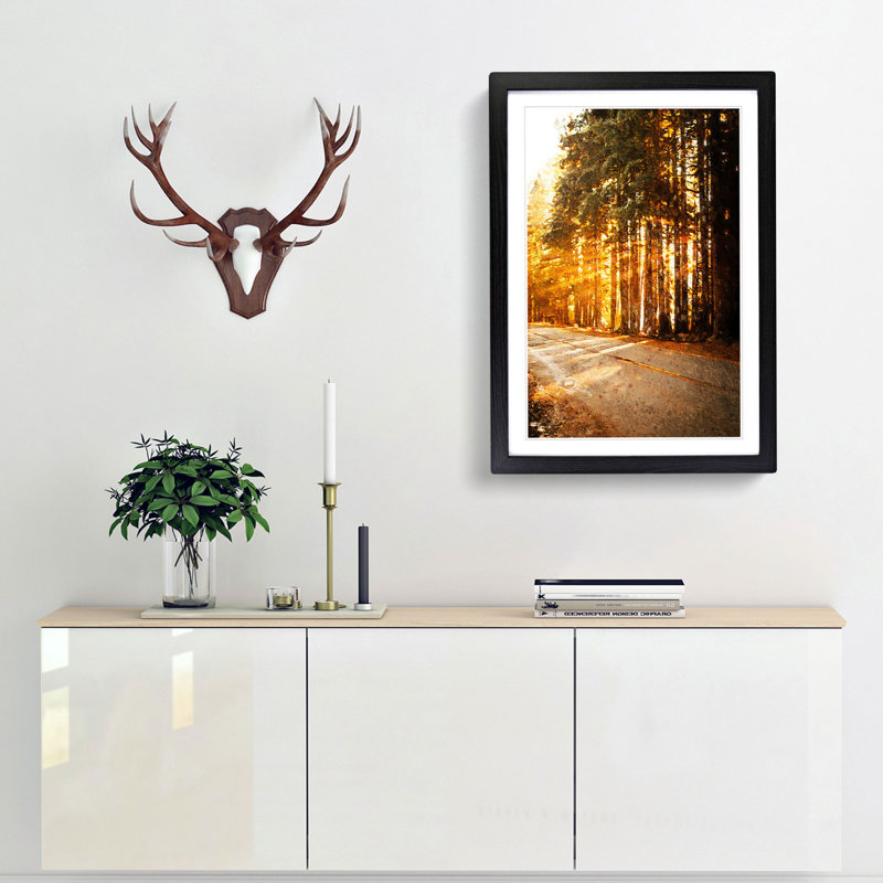 Sunlight Through the Forest - Framed Print, Black Framed, 48cm H x 36cm W x 2cm D