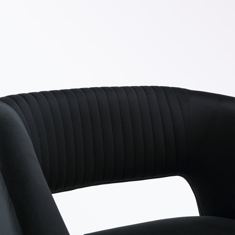 Fauteuil en velours de 28,74 po Agurne, Velours noir