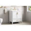 Meuble-lavabo cannelé élégant de 30 po avec lavabo en céramique, boîte simple, pieds en bois massif, portes et tiroir à fermeture en douceur, tablette de porte-132915425-132915426