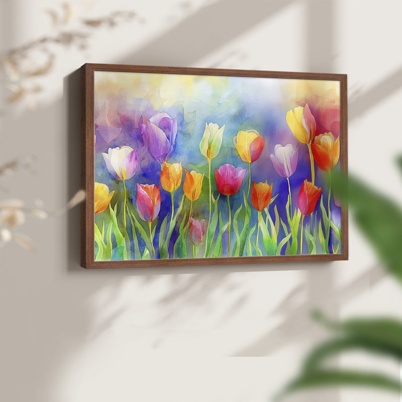 Série florale-C - reproduction encadrée - réarmable, H 8 po x l 10 po, Noyer
