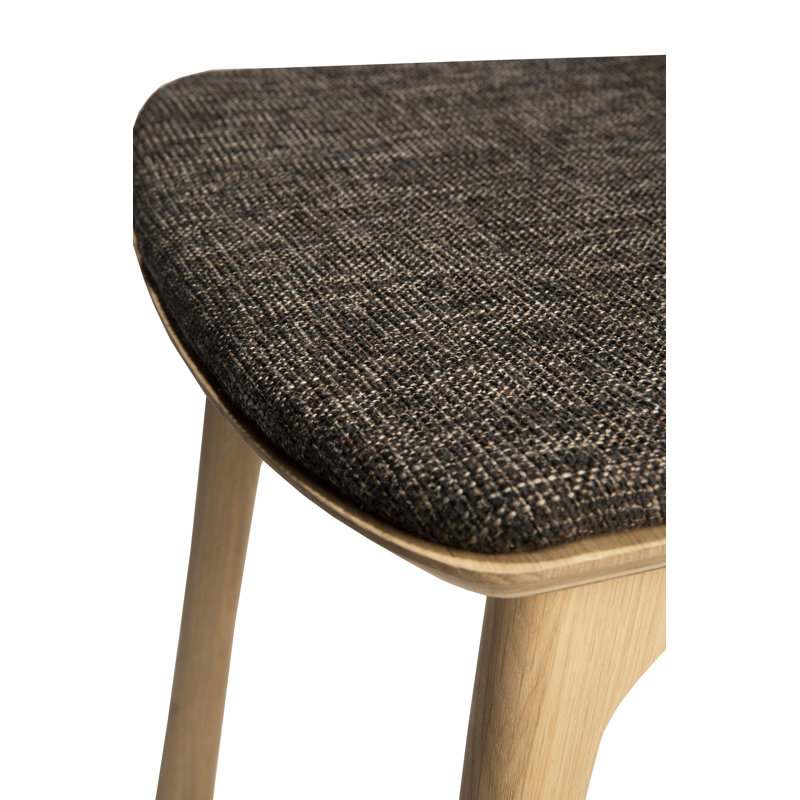 Bok Upholstered Dining Chair, Dark Brown Polyester Blend/Acrylic, Varnished Oak