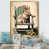 Toile avec cadre flottant or