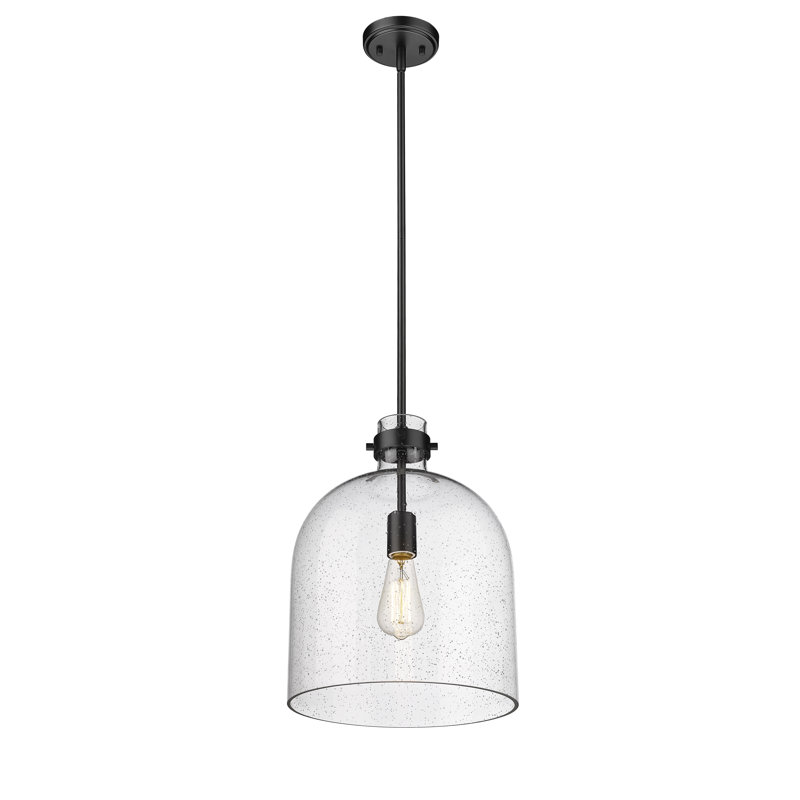 Lustre 1 lumière Walpole, H 16 po x l 12 po x P 12 po, Noir mat
