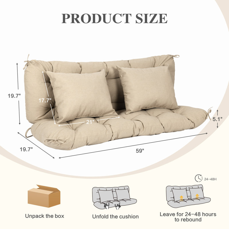 Tufted Porch Swing Cushions, Khaki