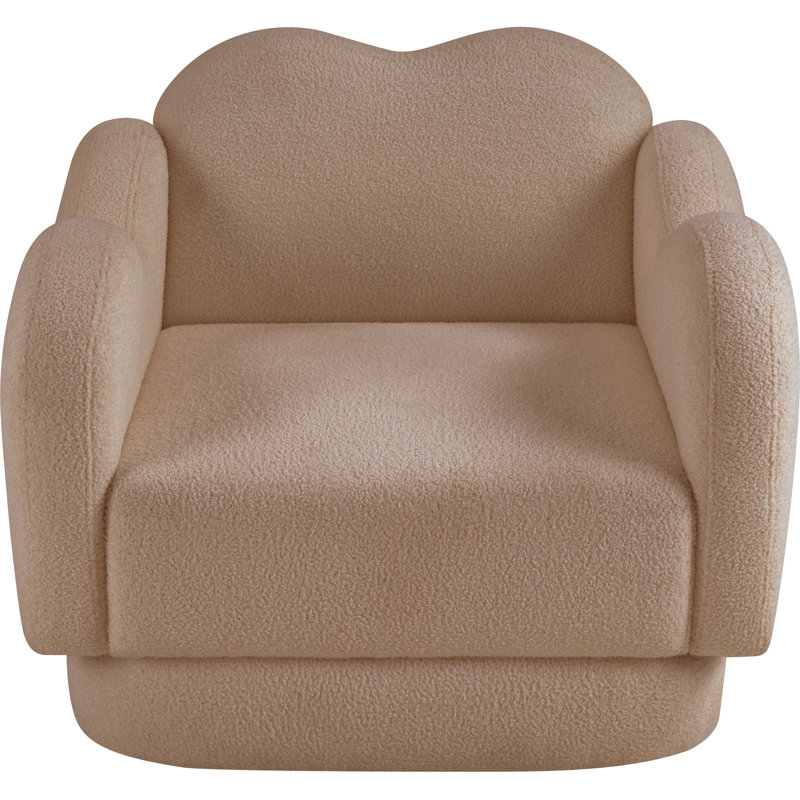 Chaise rembourrée Rainald, Tissu beige en peluche