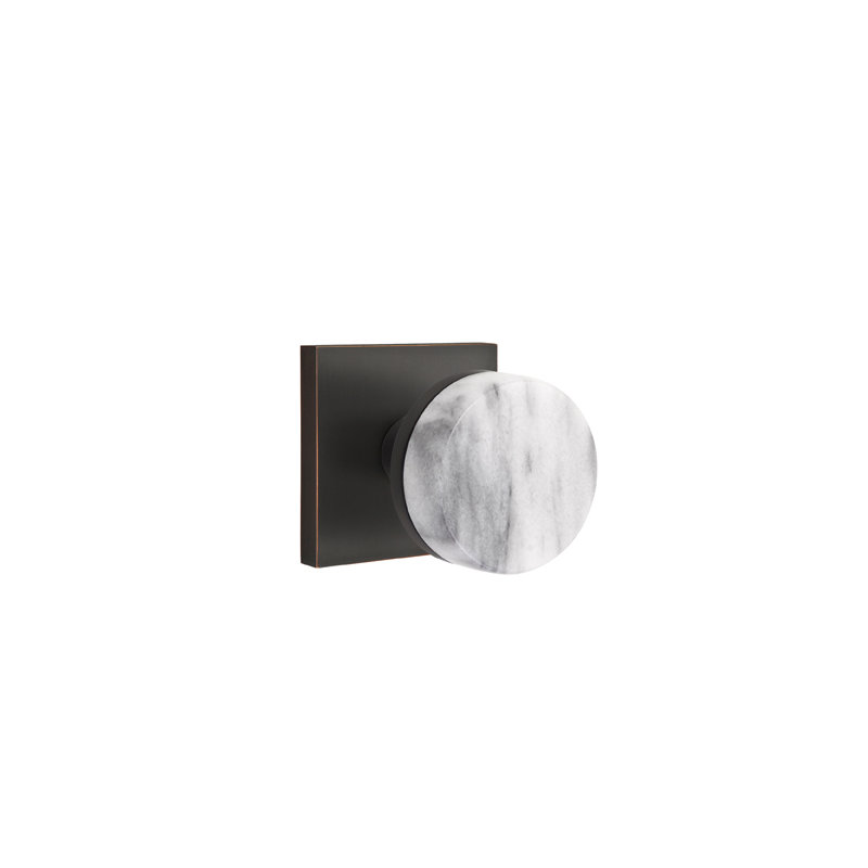 Select Round Knob with Square Rosette, Oil Rubbed Bronze