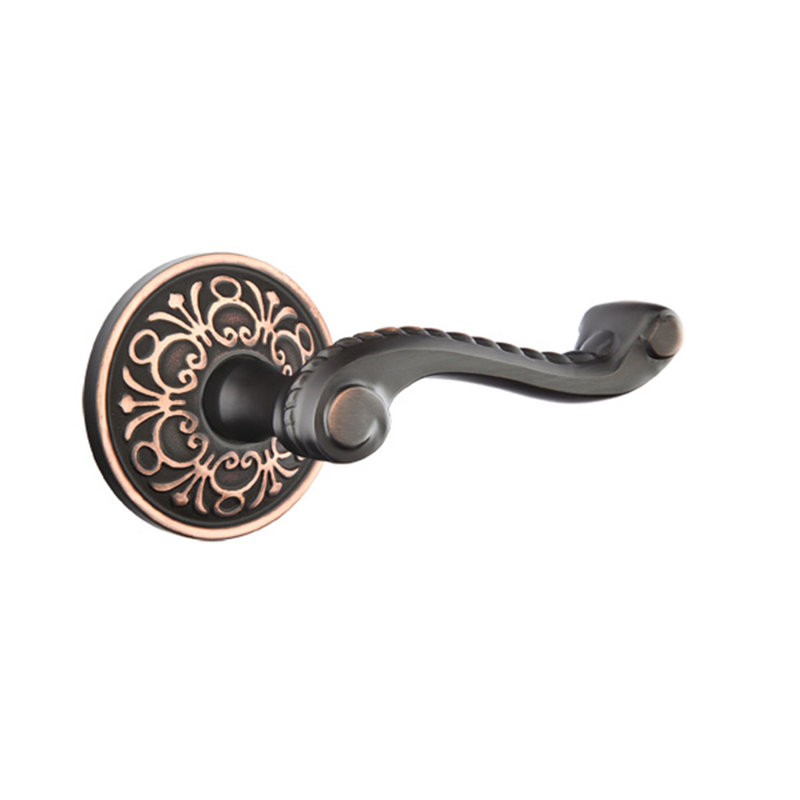 Wave/Drop Privacy (Bed & Bath) Door Lever with Round Rosette, Right, Oil Rubbed Bronze