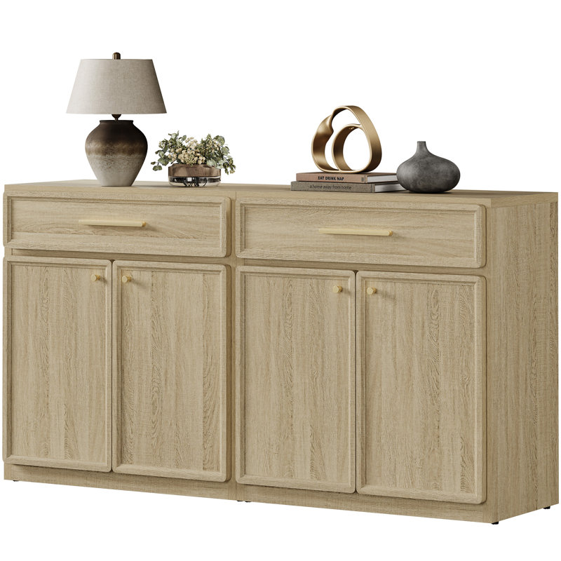 Cesiro 30" Wide Accent Chest With Drawer And Adjustable Shelves, Greige Oak, 2