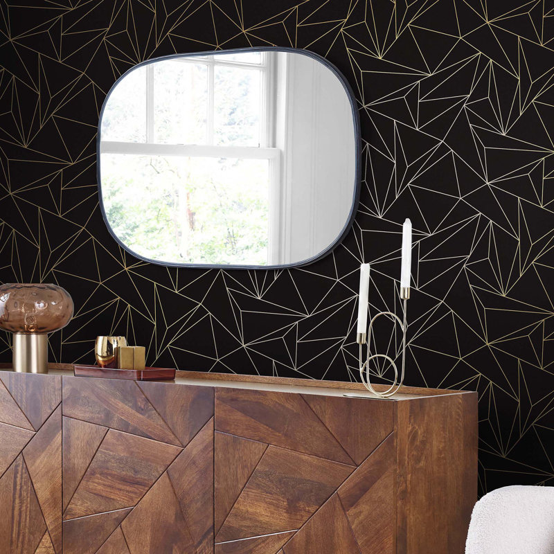 Geometric Metallic Wallpaper Double Roll, Black