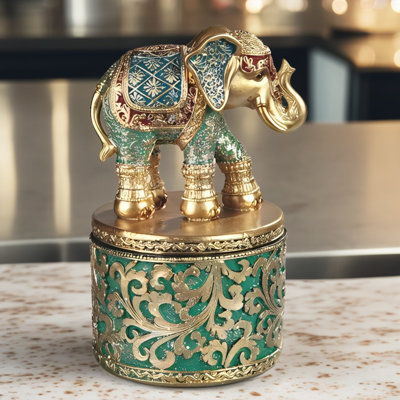 6.25"H Thai Elephant Trinket Box 
