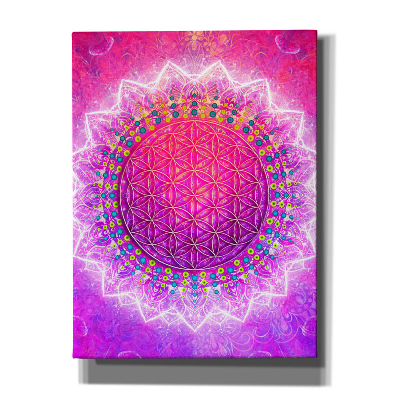 «Flower Of Life» par Cameron Gray, art mural sur toile, H 16 po x l 12 po x P 0,75 po