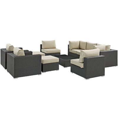 Stopover 10 Piece Outdoor Patio Sunbrella Sectional Set