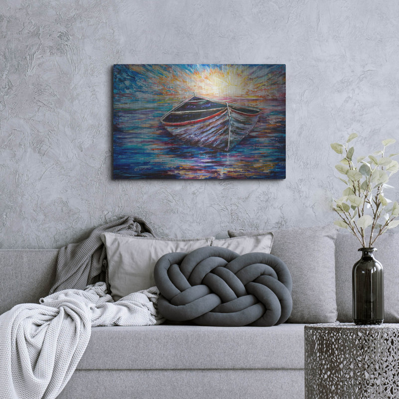 «Wooden Boat At Sunrise» par Lena Owens, H 24 po x l 36 po
