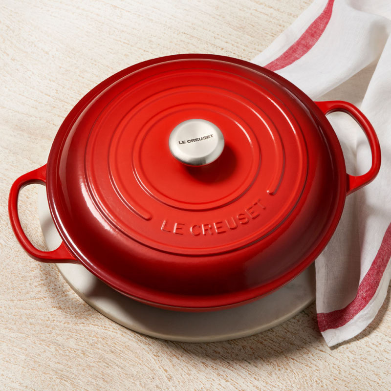 Le Creuset Signature Enameled Cast Iron Braiser with Lid, Cerise