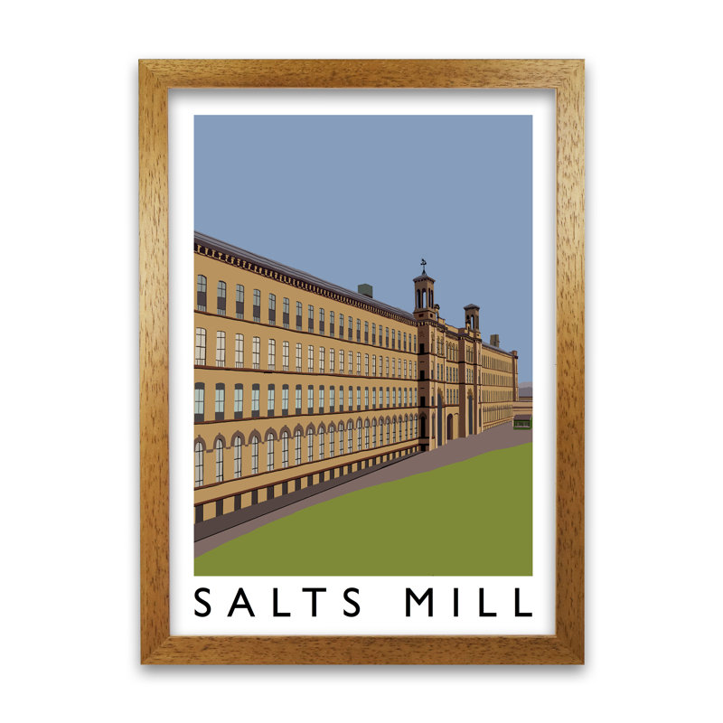 Salts Mill by Richard O'Neill - Print, 42cm H x 29.7cm W x 3cm D, Honey Oak Framed