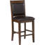 Chaise de comptoir rembourrée en noyer de 2 tabourets de bar en similicuir avec pieds fuselés, rembourrage et dossier solide pour les coins repas, sièges assis, agencements