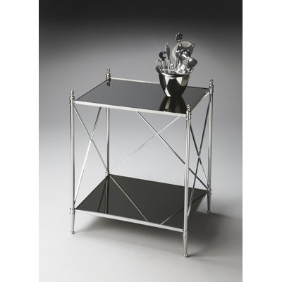 Deidre Glass & Metal End Table
