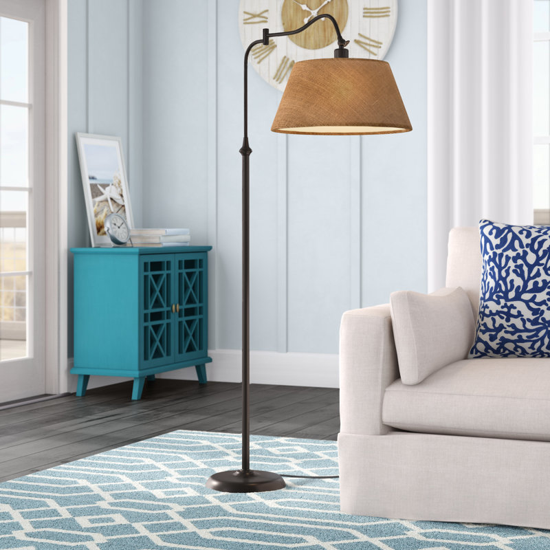Lampe sur pied à bras pivotant Theodora, Bronze antique, Kaki, H 61 po x l 17 po x P 29 po