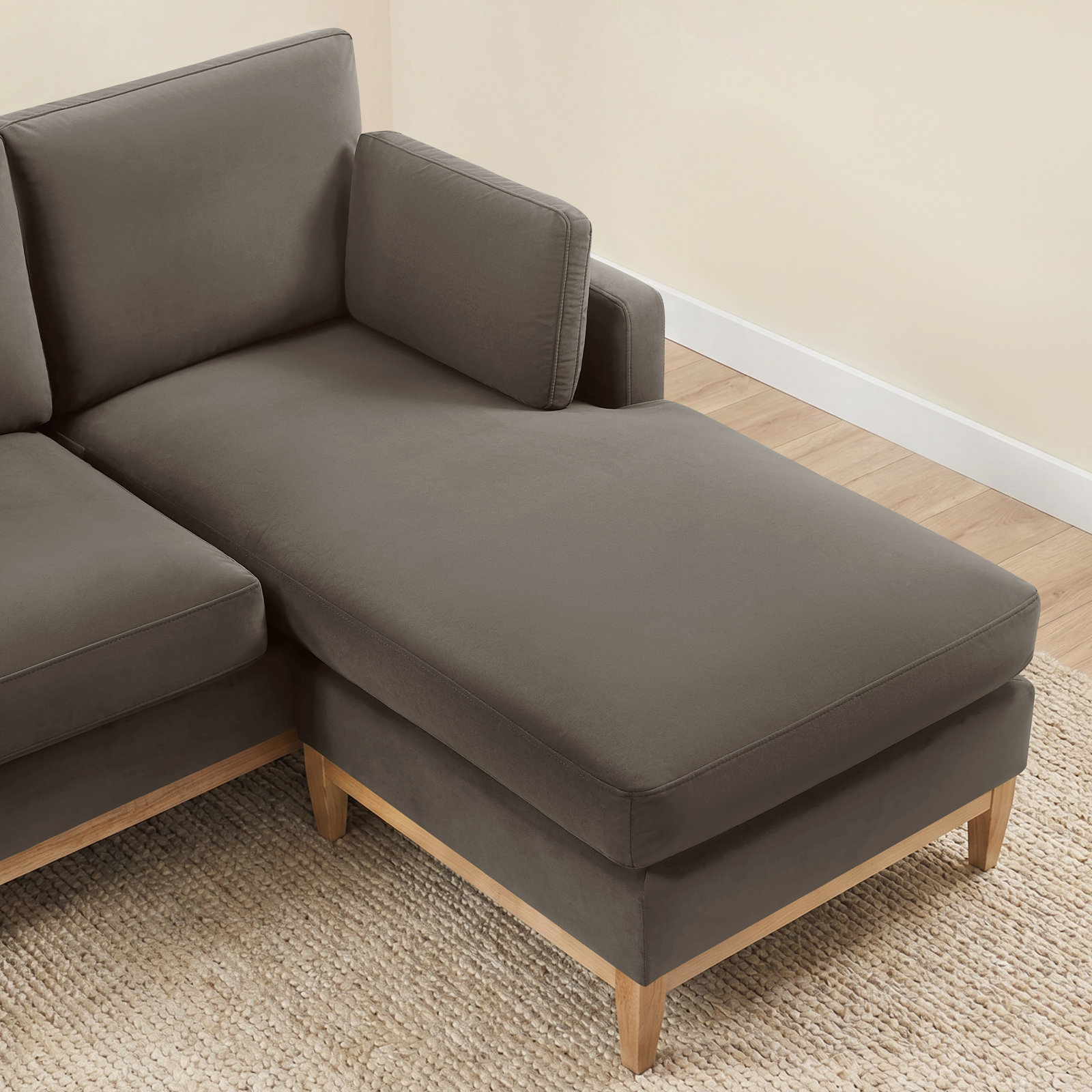 Upholstered L-Shaped Sectional Sofa, Java Velvet