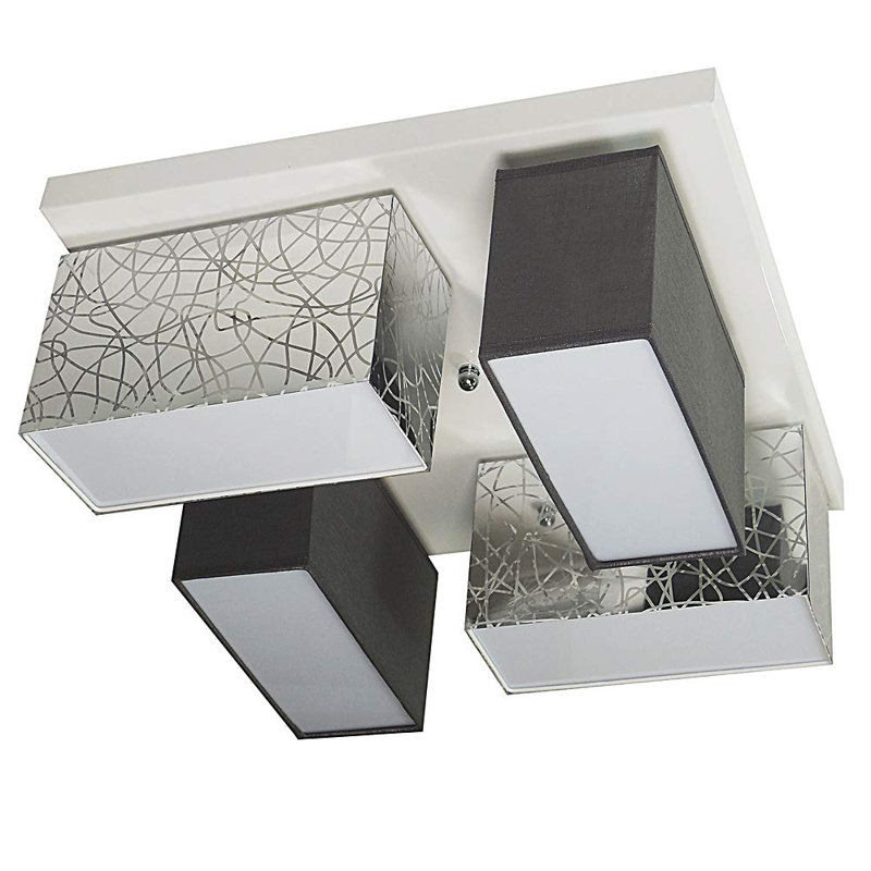 Pasko Fabric Semi Flush Mount, Silver/Graphite