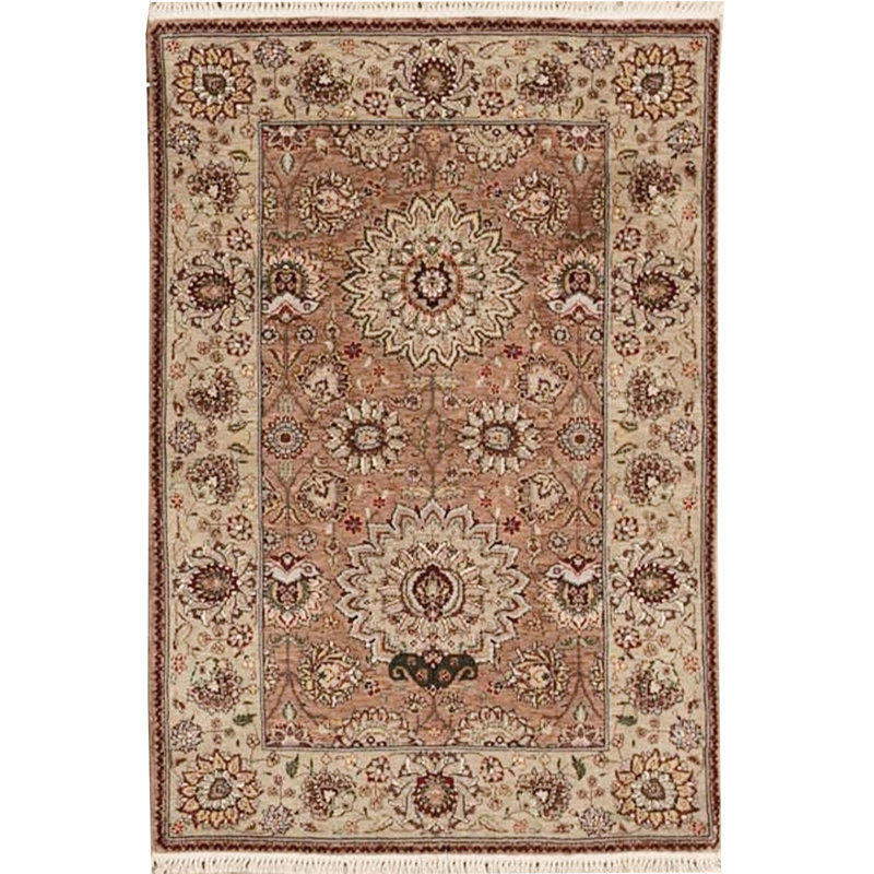Tapis brun et doré de haute qualité noué à la main