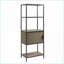 Bibliothèque avec 3 tablettes et armoire de rangement | Gris récupéré | Structure en métal | Placage de bois