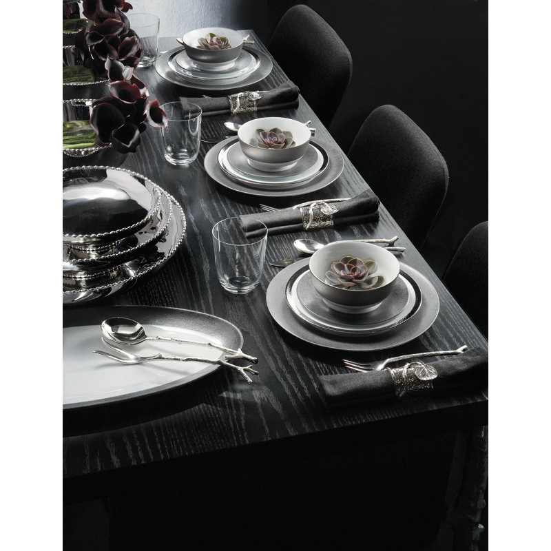 Smith Handmade Porcelain Dinnerware Set, Silver