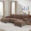 U-shaped sectional sofa with dual chaise lounges, storage pockets and armrest pillows-540541015