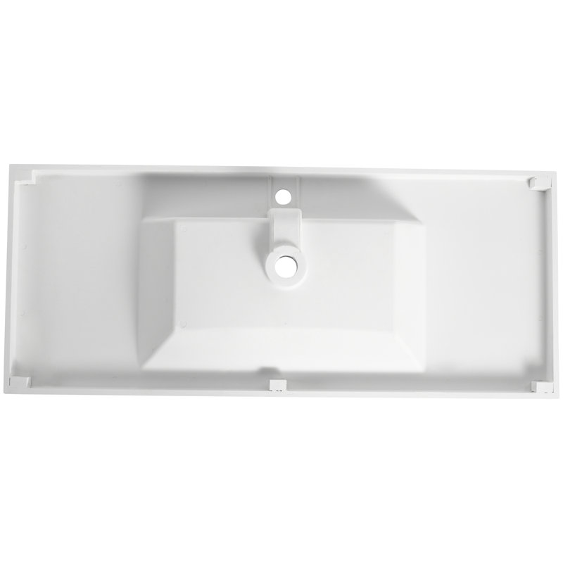 48" Bathroom Resin Sink In Gloss White, 19.24 In. Width, 7.33 Height, 47.1 Depth, & Choice Of Resin, White Look, Cool