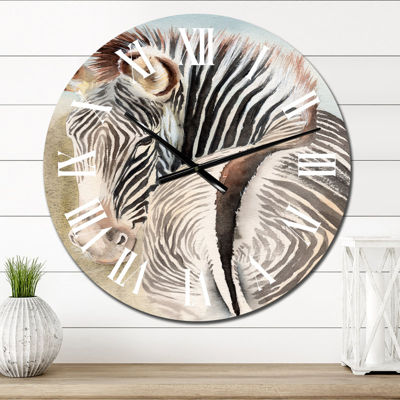Zèbre avec rayures contrastantes noires et blanches II - Horloge murale traditionnelle, Petit