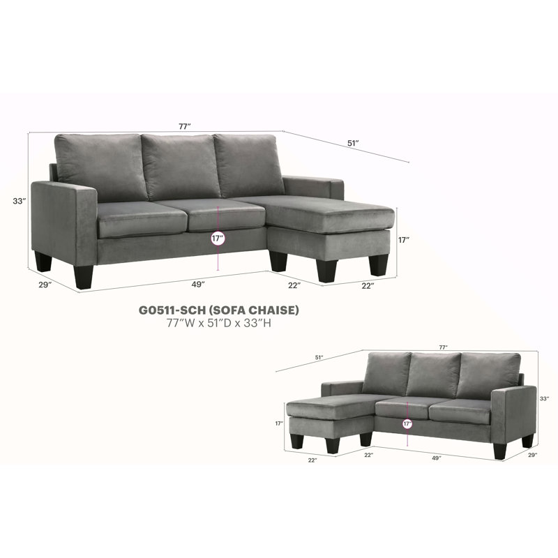  Sofa Chaise , GRAY