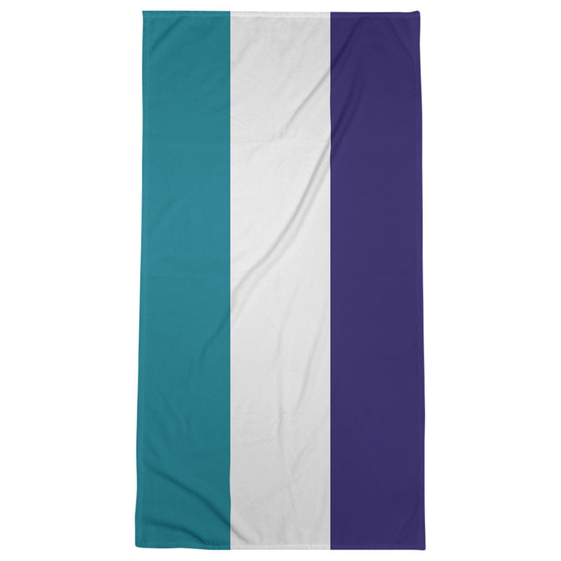 Lightweight Bath Towel, Teal/White/Dark Purple
