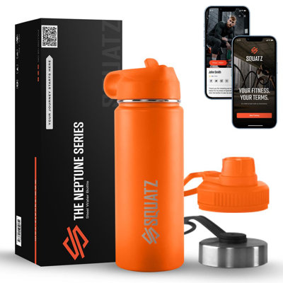 Squatz Stainless Steel Water Bottle, with Straw, Leak Proof, Vacuum Insulated Stainless Steel, Double Walled, Wide Mouth Lids