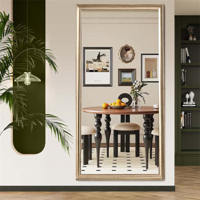 Miroir de plancher 32 po x 70 po avec structure en bois artificiel, conception élégante et durabilité pour les chambres à coucher, les magasins de vêtements et les salons