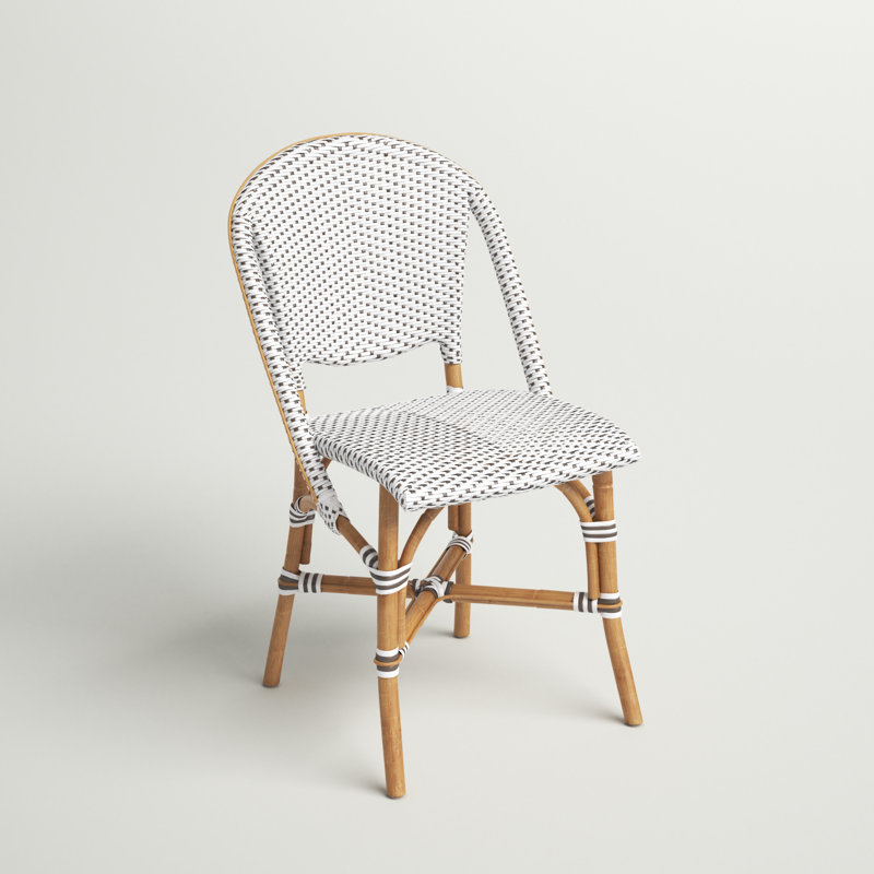 Popplestone Sofie Rattan Bistro Side Chair, White with Cappuccino Dots