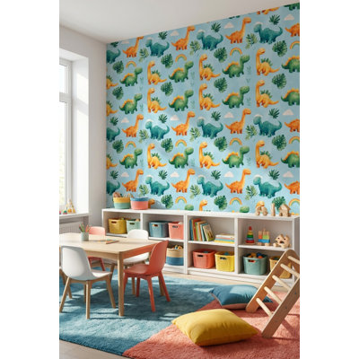 Yeni Dinosaur Wallpaper Kids Peel And Stick Rainbow Wall Mural
