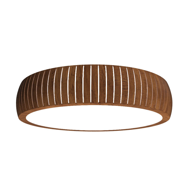 Imbuia Wood LED Flush Mount Ceiling Light with White Acrylic Diffuser