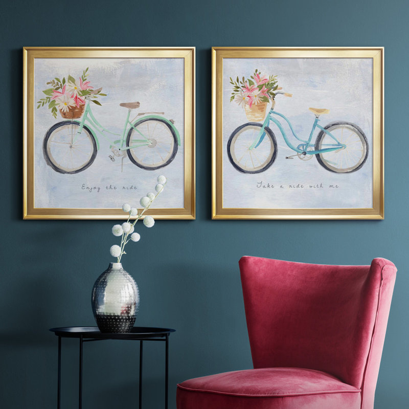 Enjoy The Ride I Enjoy The Ride I - Ensemble de 2 cadres photo, H 17,5 po x l 35 po x P 1,5 po, Toile encadrée dorée