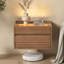 2-drawer Wall-mounted Floating Nightstand With Charging Station & Led Lights