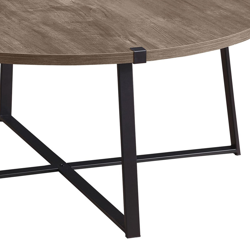 Round Engineered Wood Coffee Table Grey