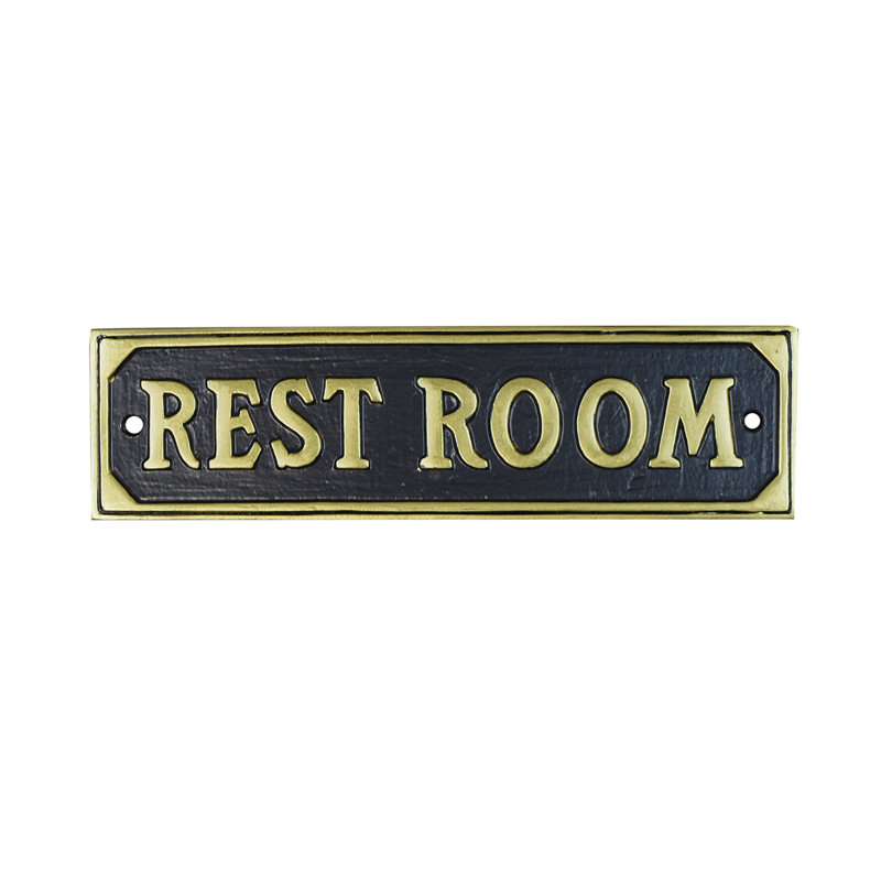 Brass Rest Room Door Sign Metal Business Bar Restroom Wall Plaque Bathroom Decor