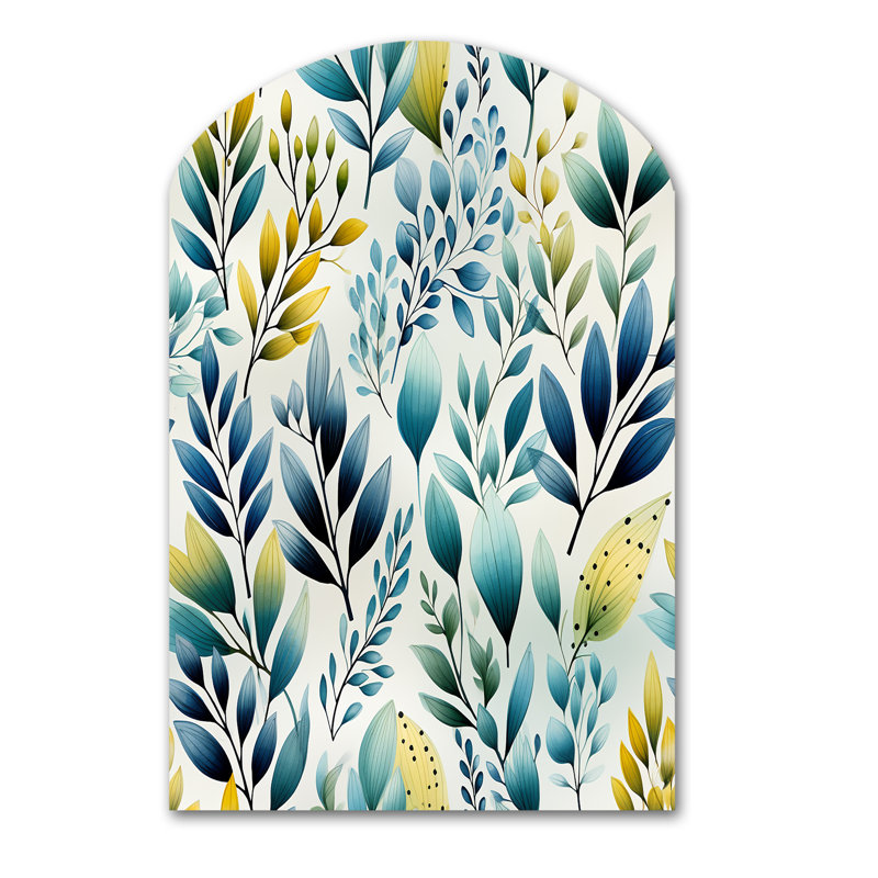 Henriksen - Décoration murale botanique asymétrique en métal, sculpture murale en arche, H 43 po x l 33 po