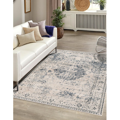Arkeen Oriental Dark Blue/Beige/Ivory/Gray Area Rug