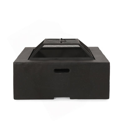 Outdoor 29" Square Mgo Wood- Burning Fire Pit, Dark Gray